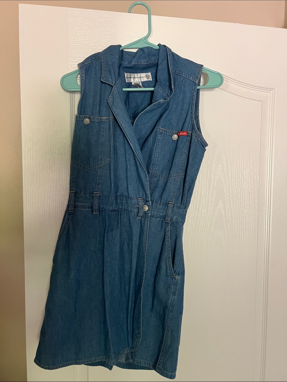 Gloria Vanderbilt Denim Blue Sleeveless Shirt Dress 100% cotton